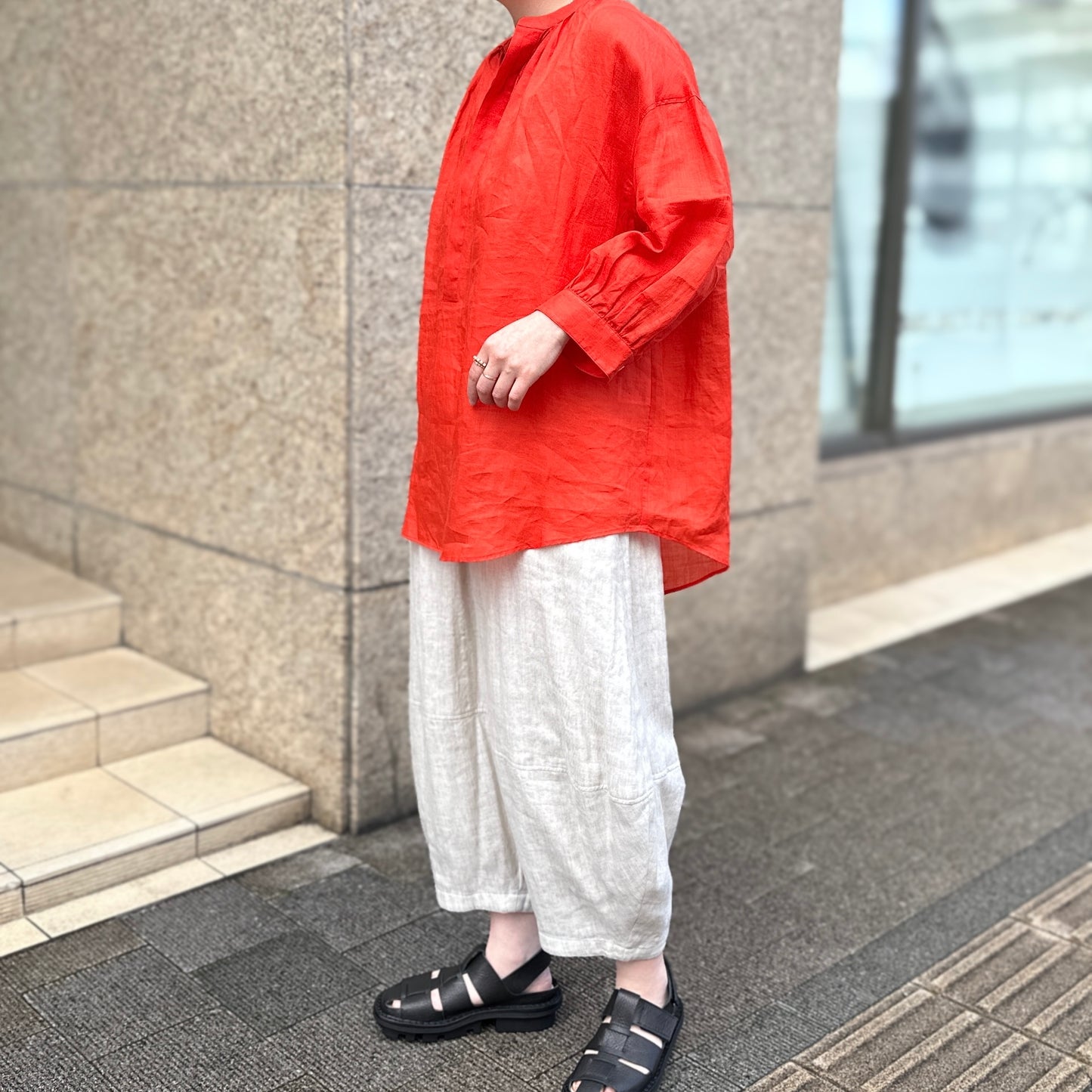 コットンリネンダブルガーゼ バルーンパンツ