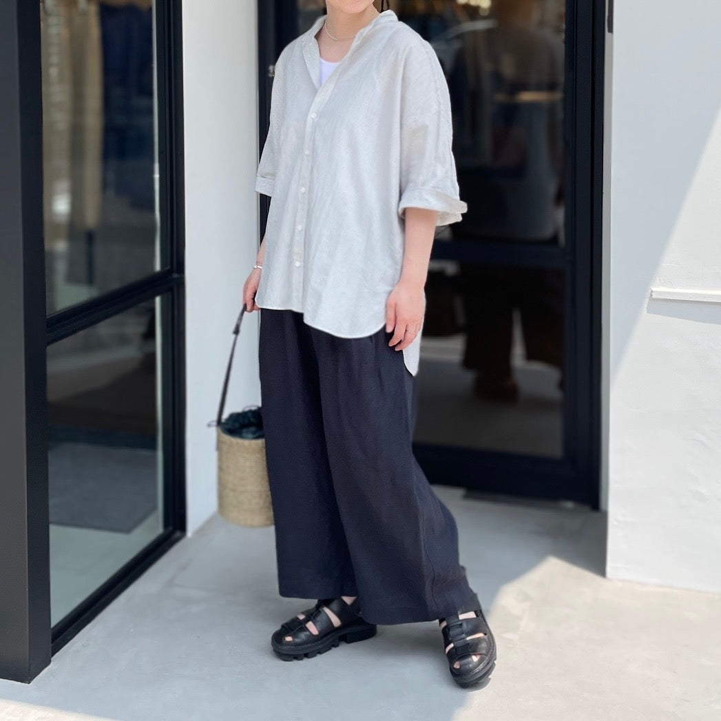 フレンチリネンキャンバスワイドパンツ