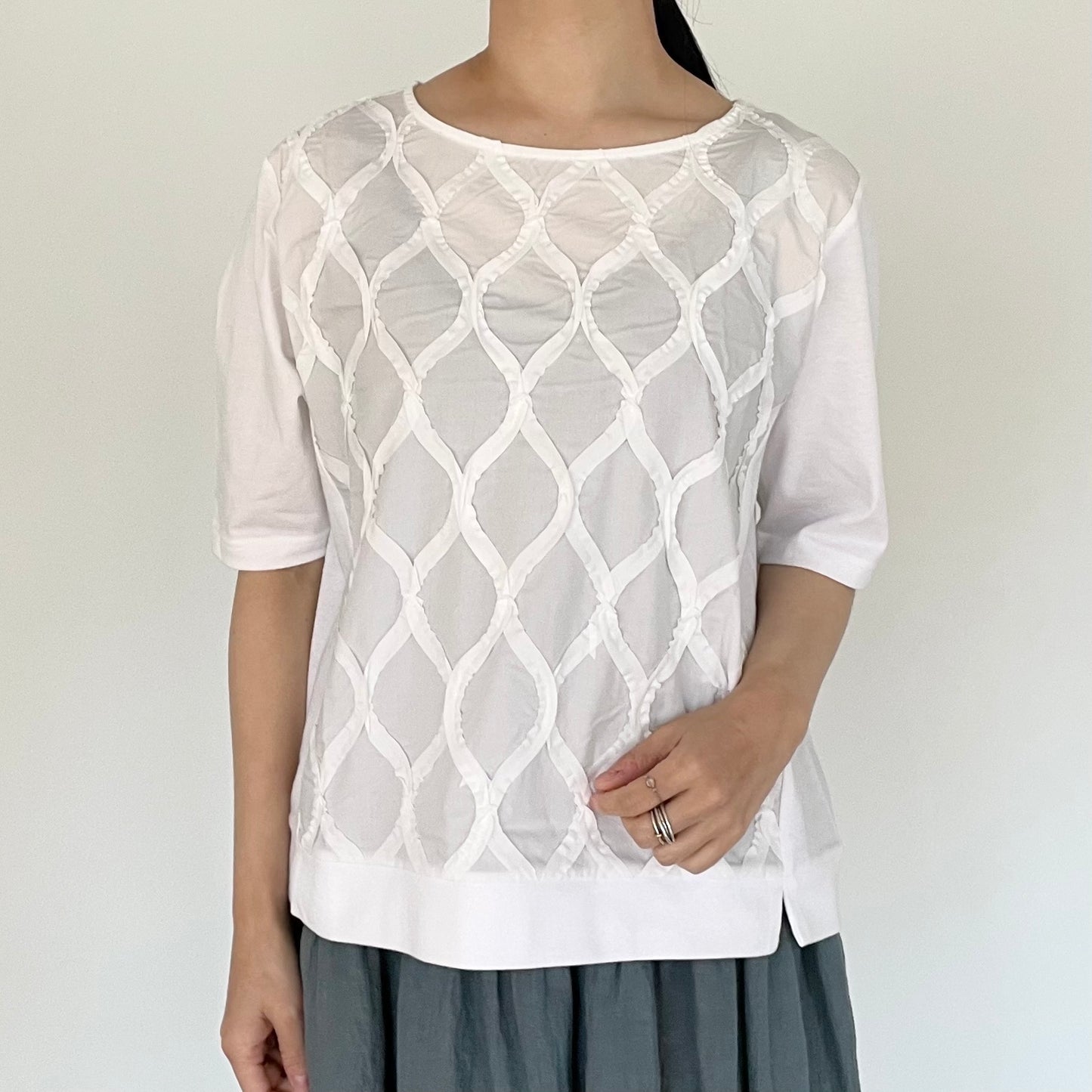 共布テープ刺繍カットソー