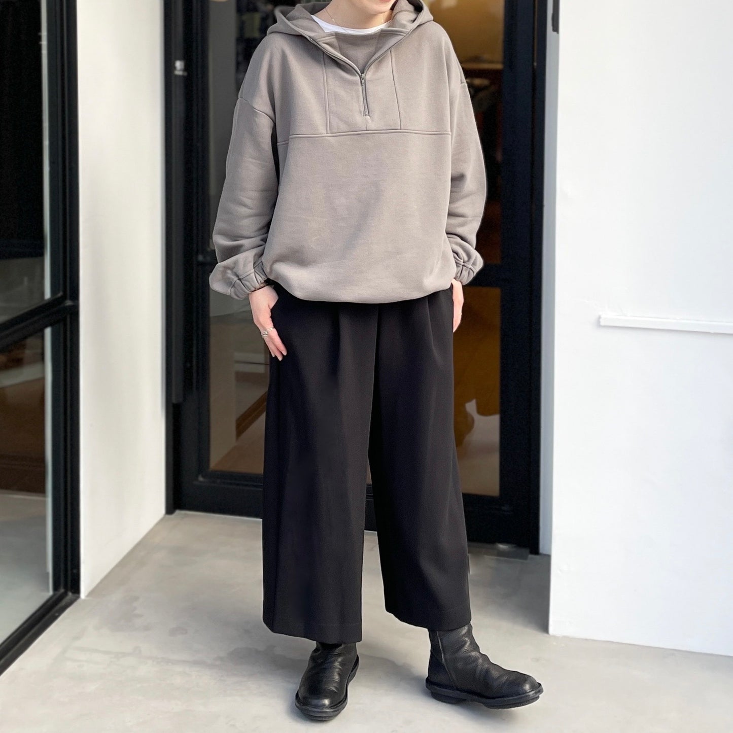 コットン裏起毛フーデットパーカー