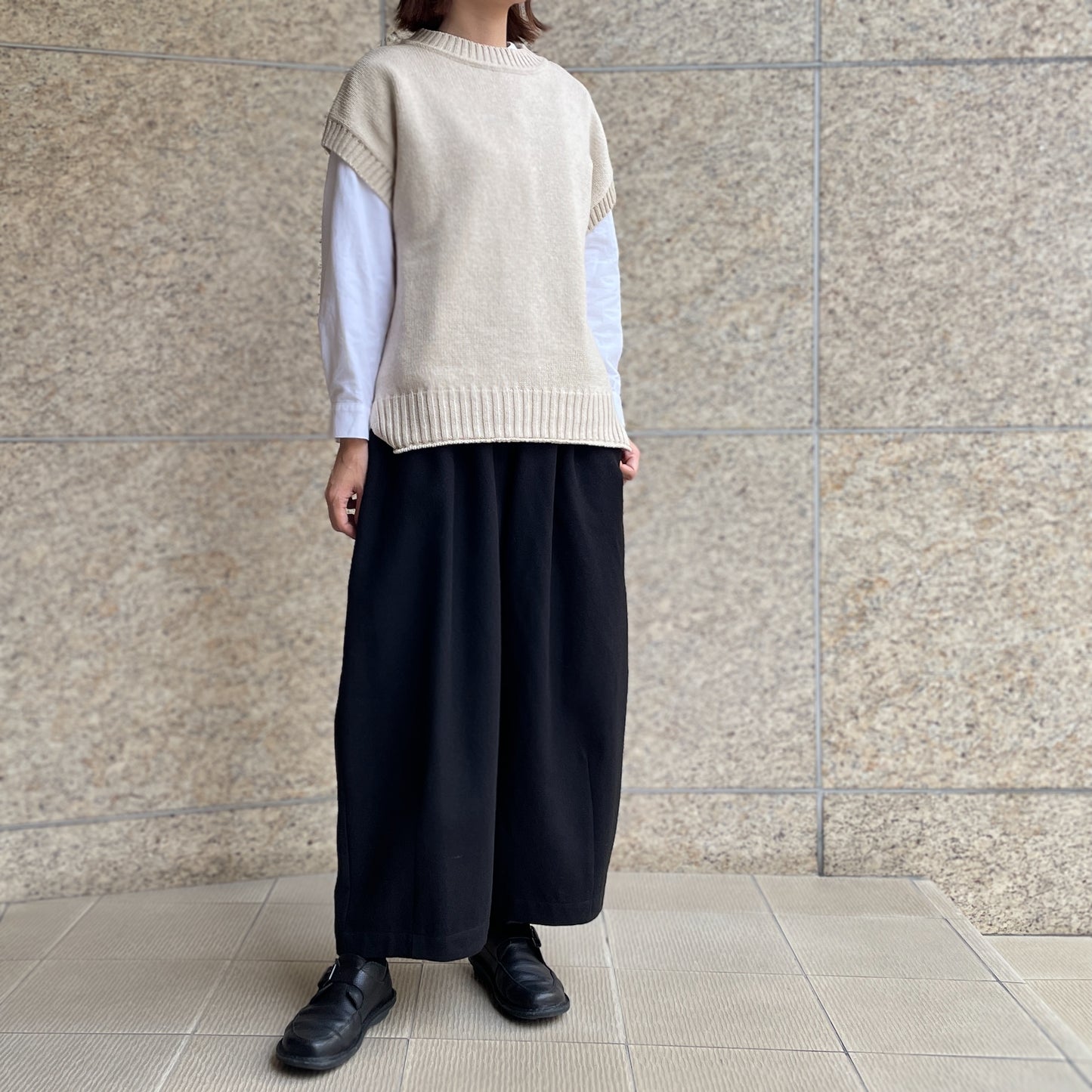 ウールコットンツイル ワイドパンツ