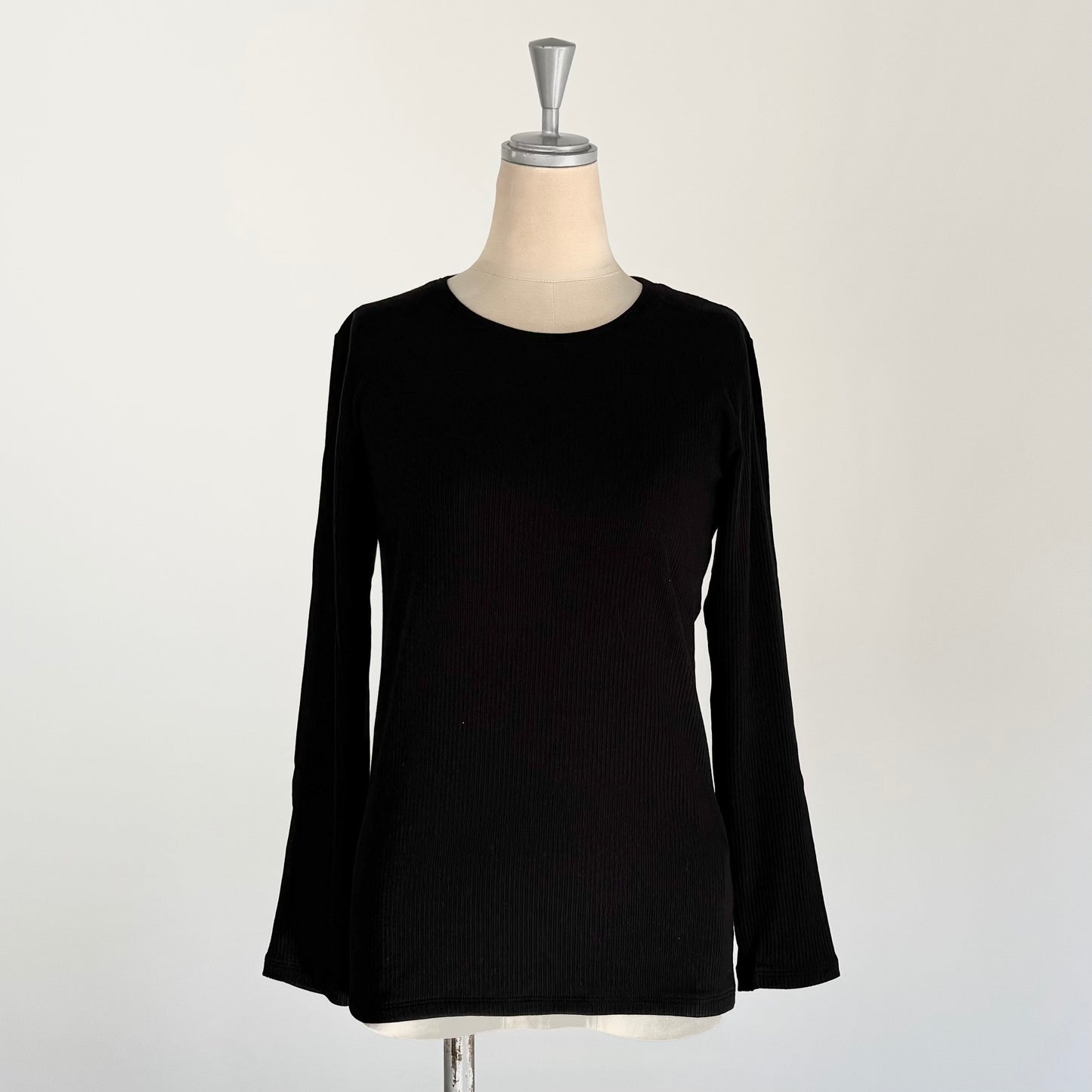 カシミヤシルクリブクルーネックインナー