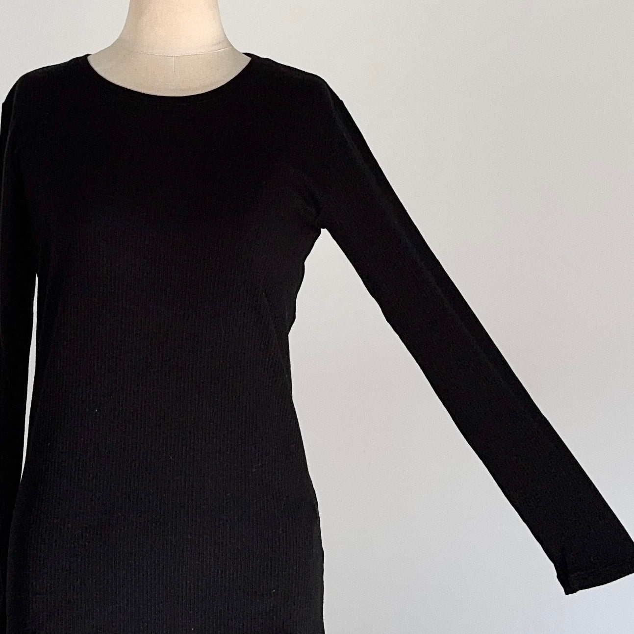 カシミヤシルクリブクルーネックインナー