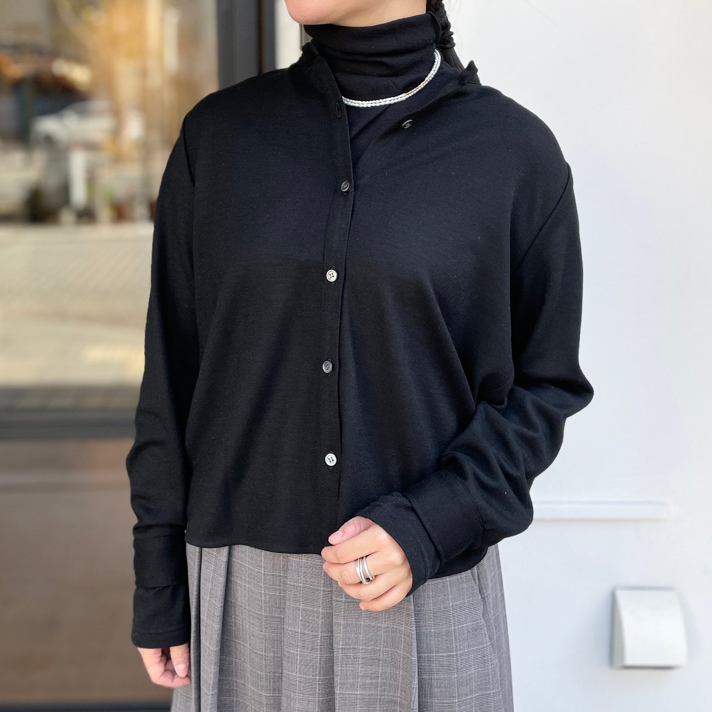 ウールニットライク コンパクトブラウス