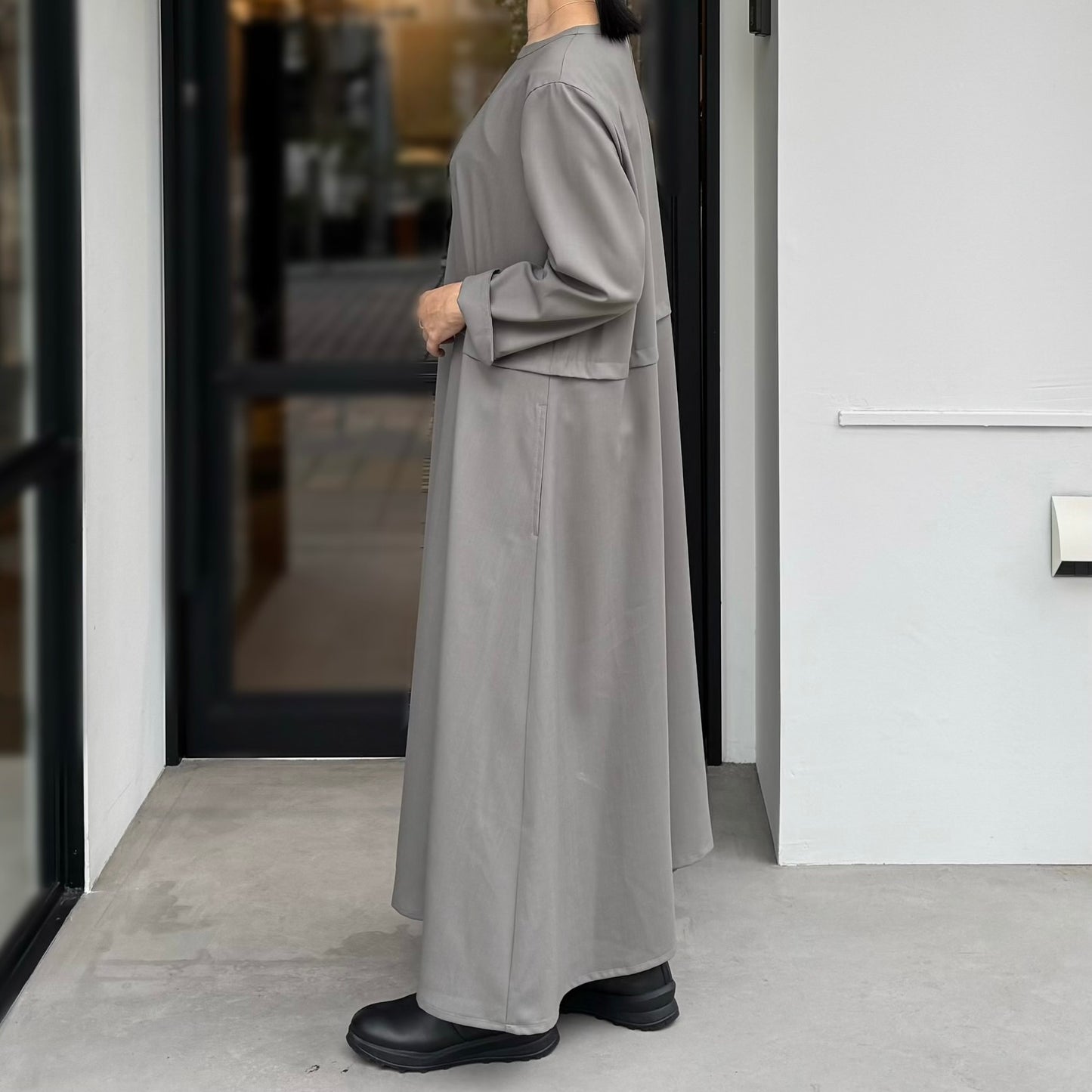 ウォッシャブルウール切り替えワンピース