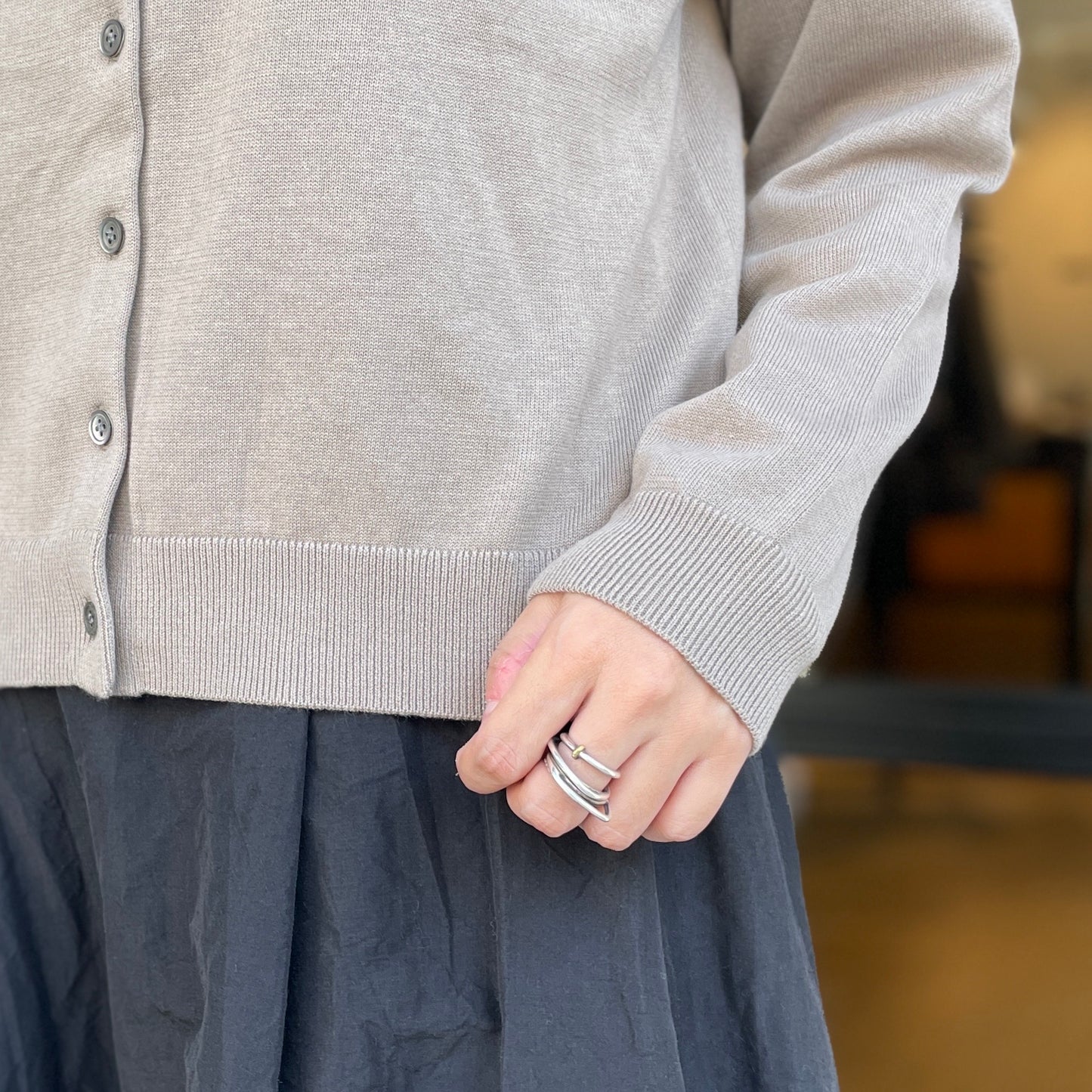 コットンクルーネックカーディガン