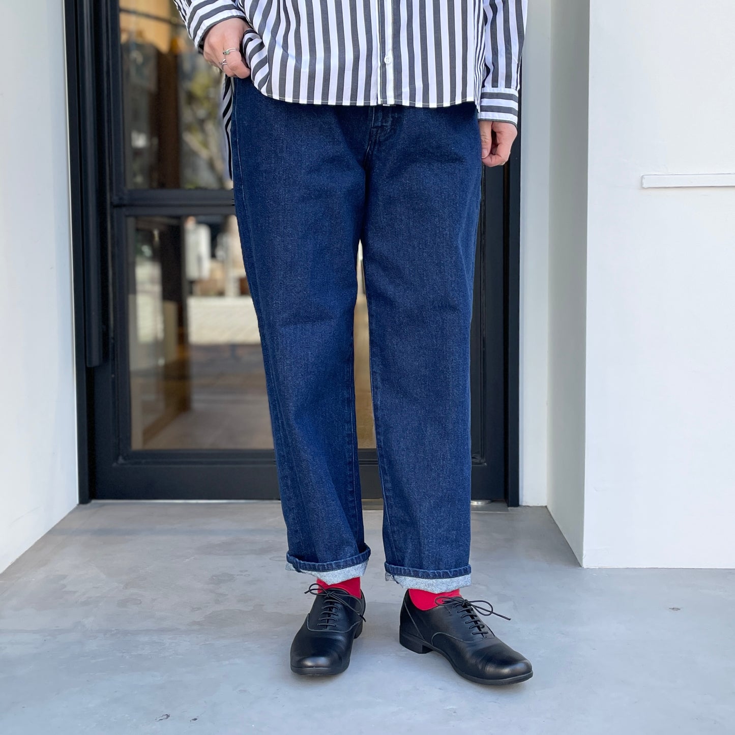 コットンデニム ハイライズパンツ