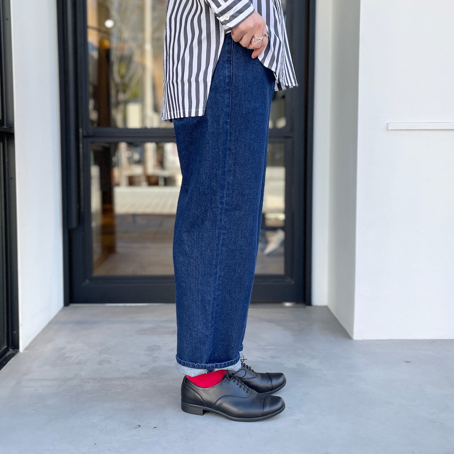 コットンデニム ハイライズパンツ