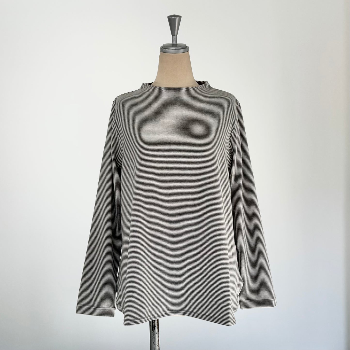 2カラー細ボーダー ボトルネックプルオーバー