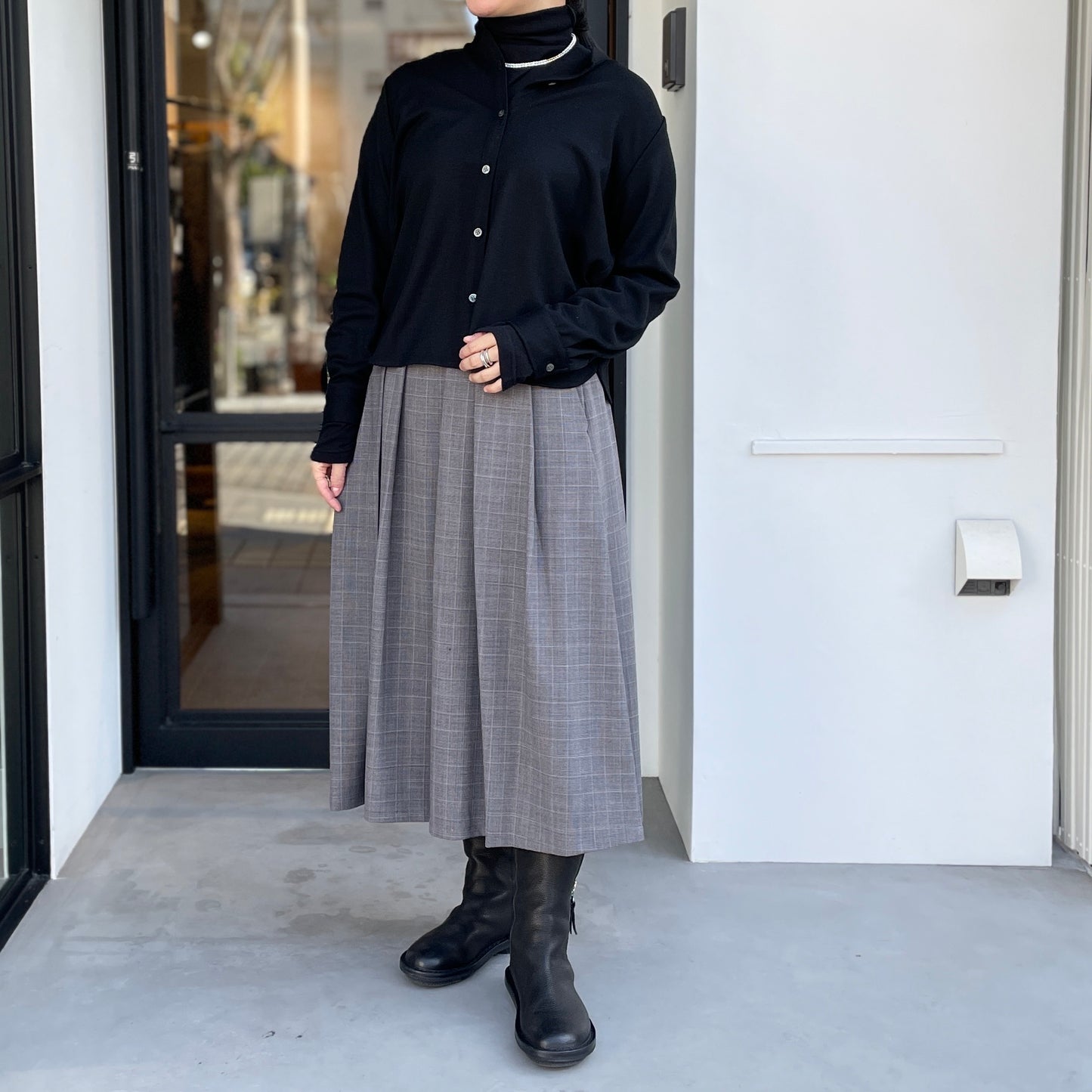 ウールニットライク コンパクトブラウス