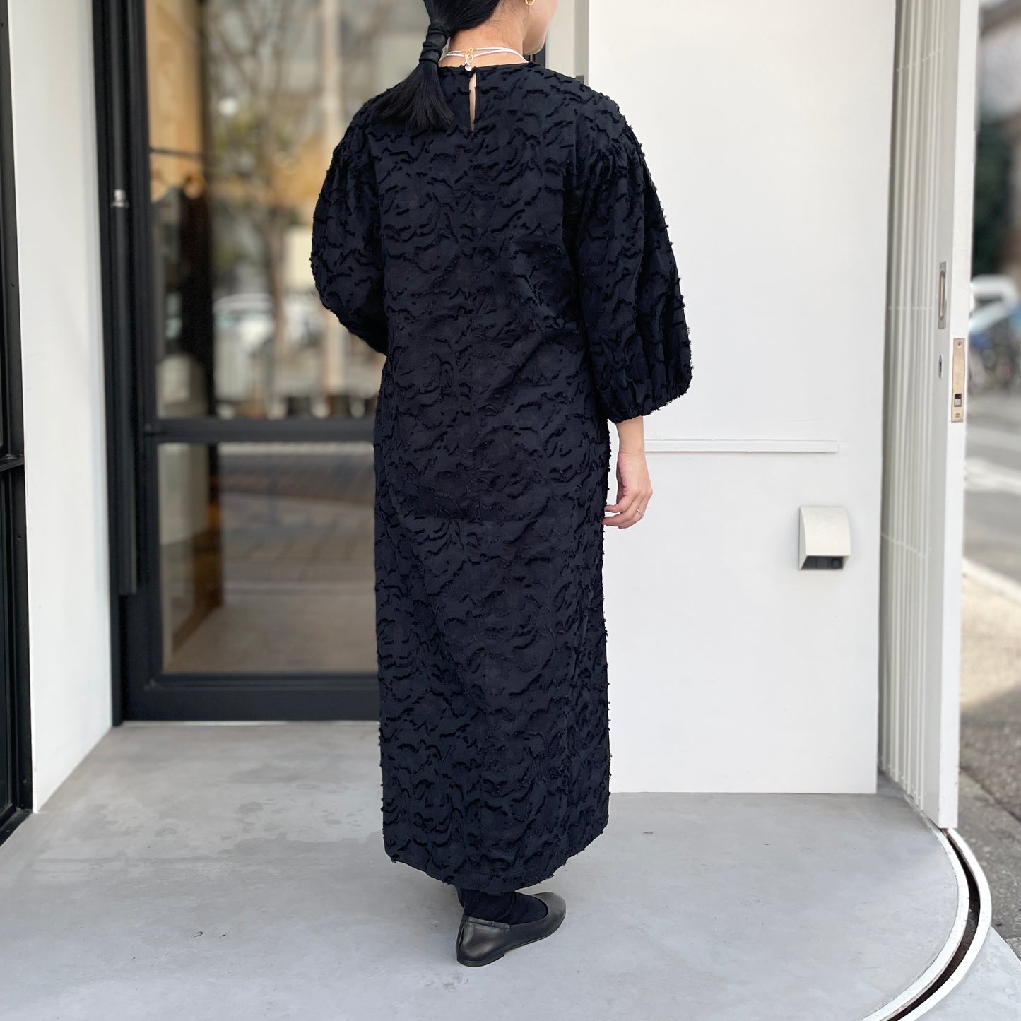 ジャガードボリュームスリーブ ワンピース