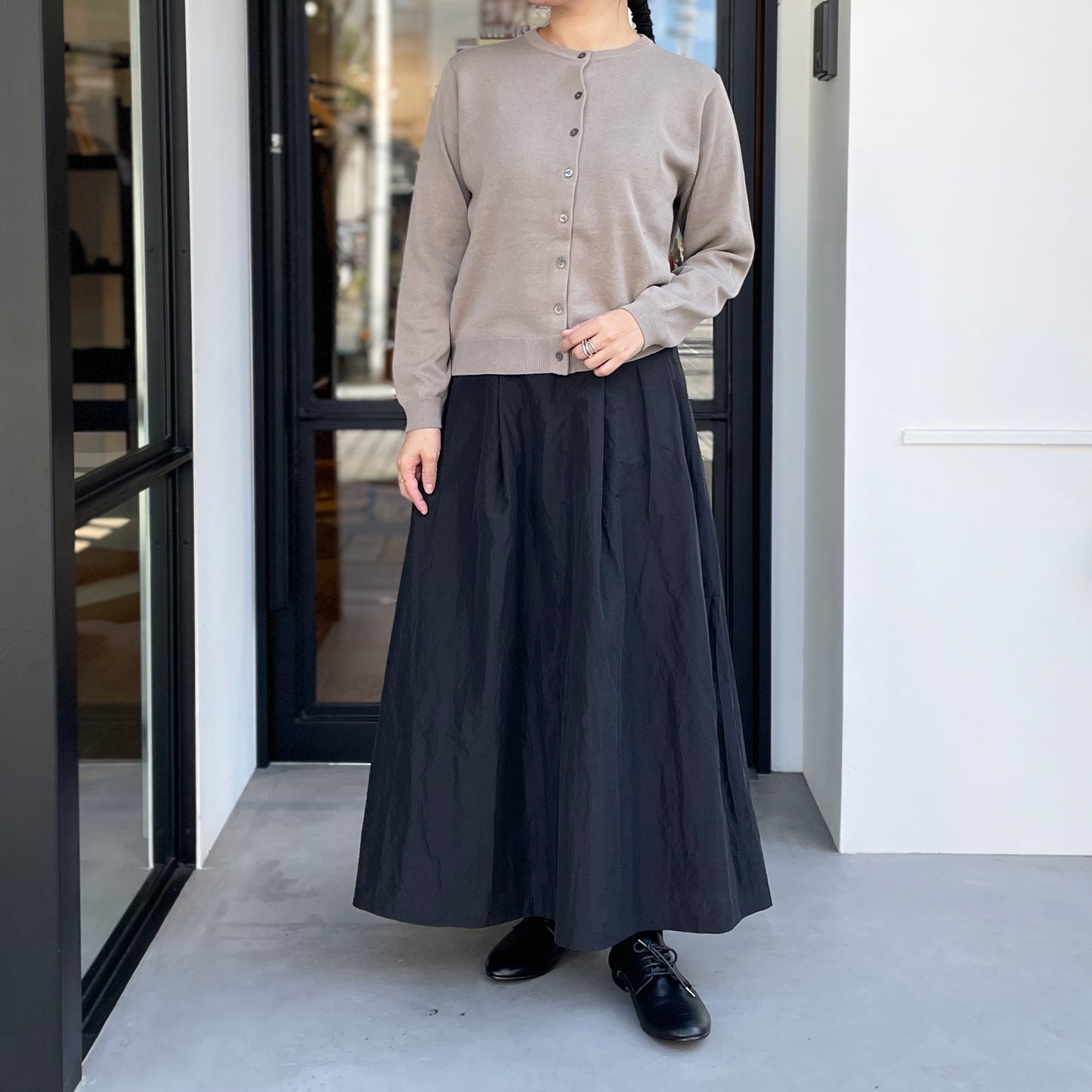 コットンクルーネックカーディガン