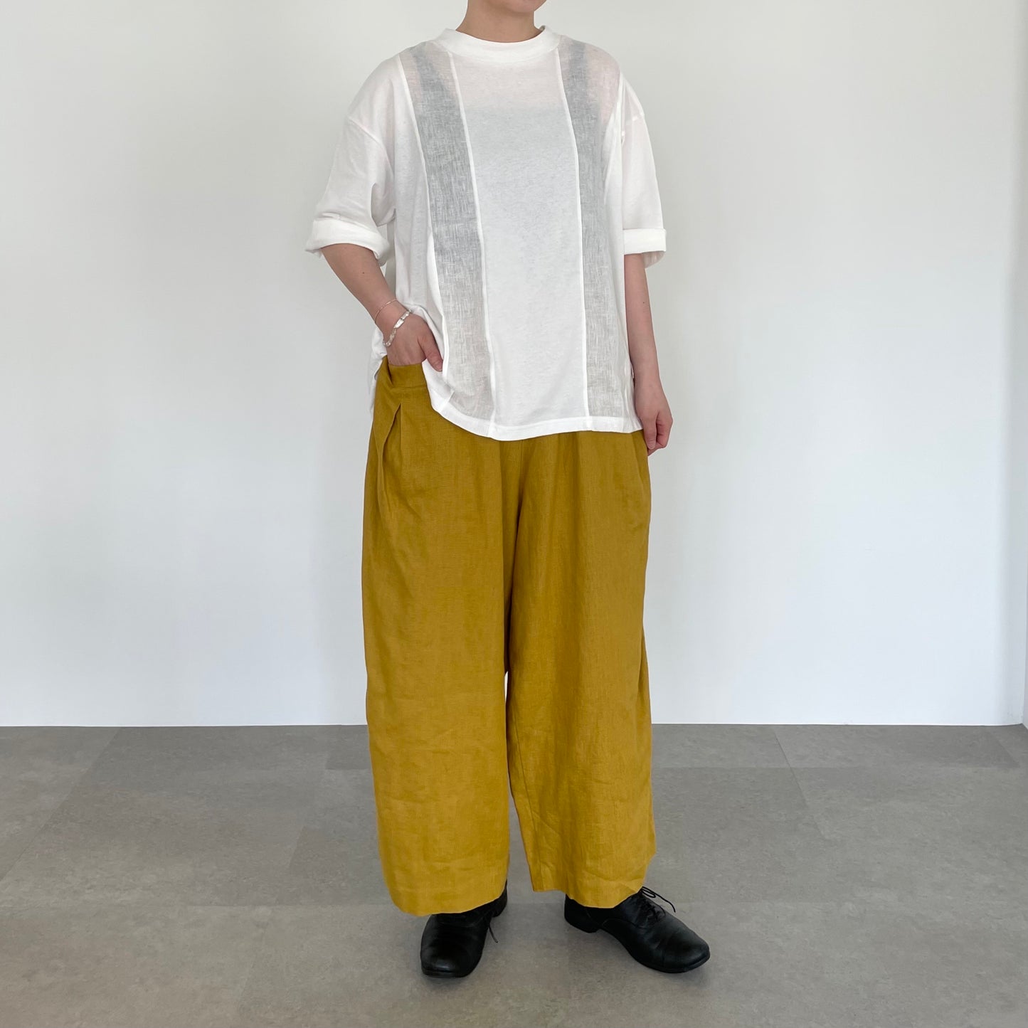 26/1天竺×コットンリネンハイネックTシャツ