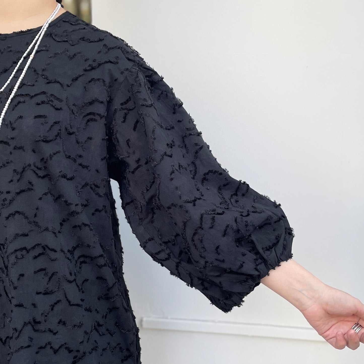 ジャガードボリュームスリーブ ワンピース