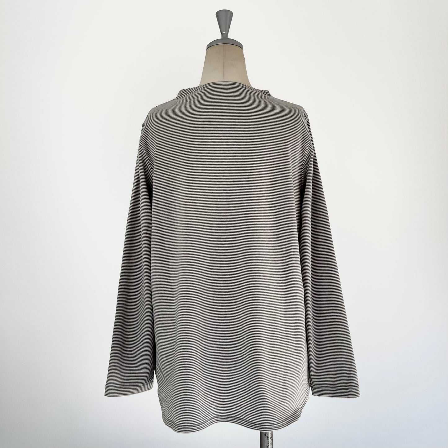 2カラー細ボーダー ボトルネックプルオーバー