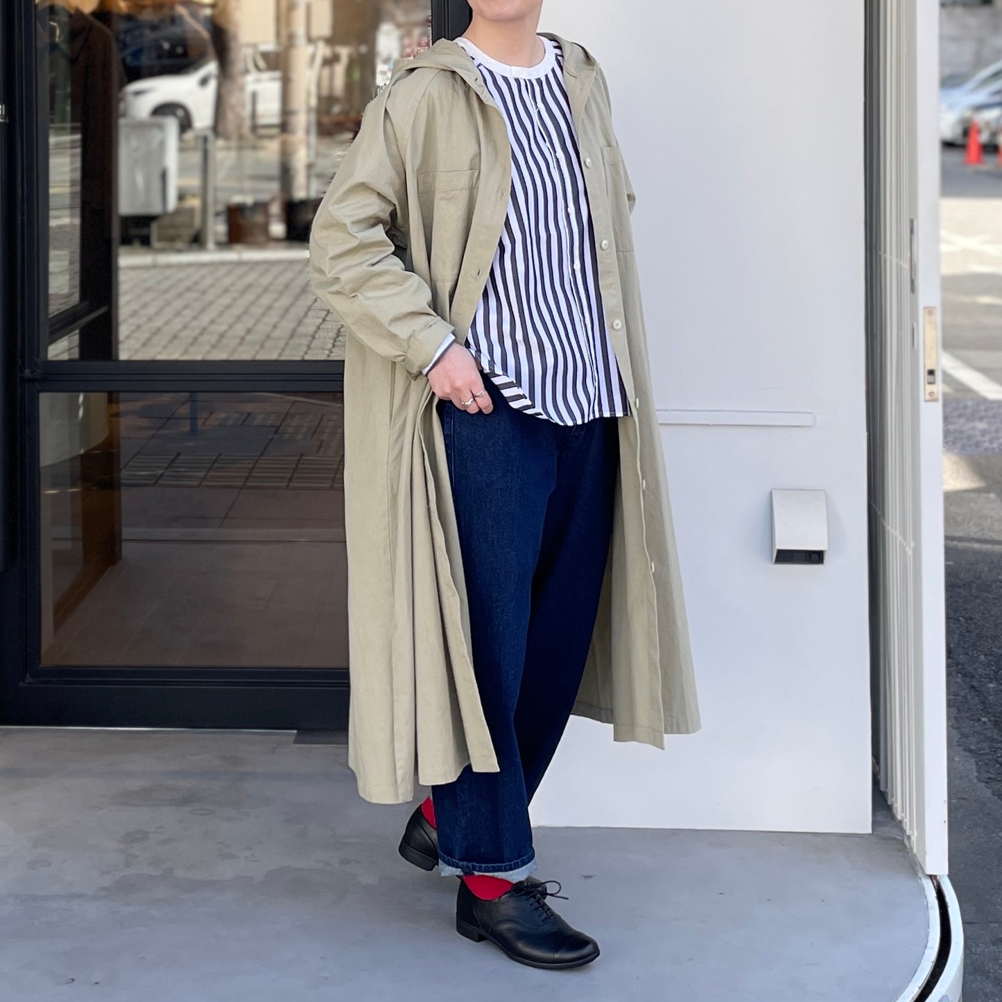 コットンデニム ハイライズパンツ